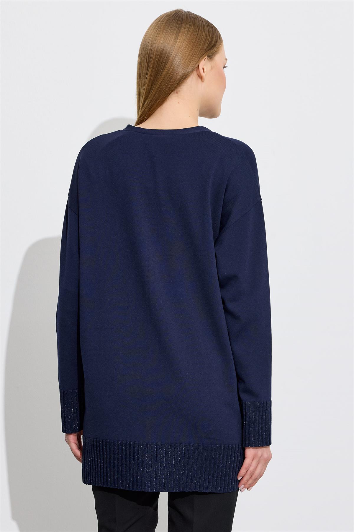 Eteği Simli Rayon Hırka LACİVERT