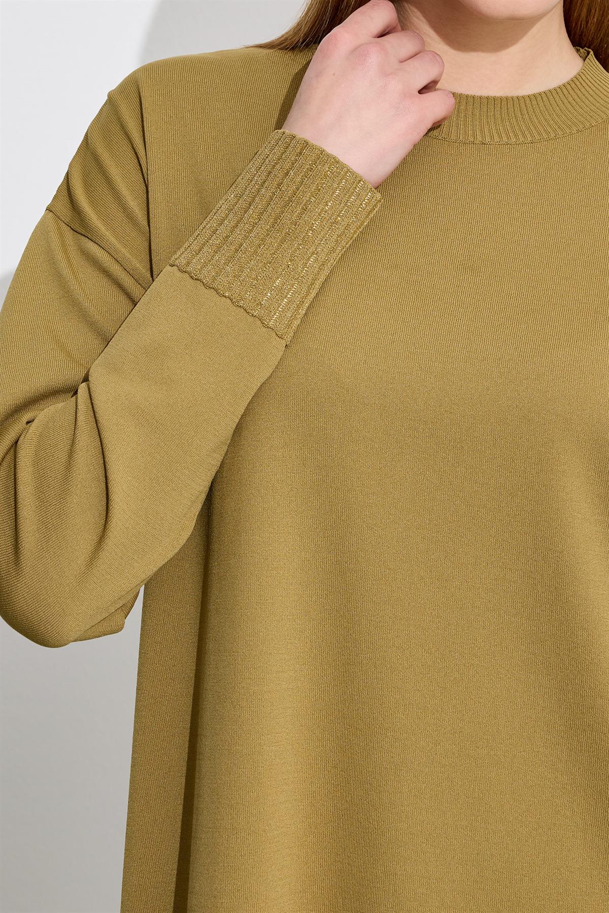 Etek Ucu Simli Rayon Tunik OLİVE