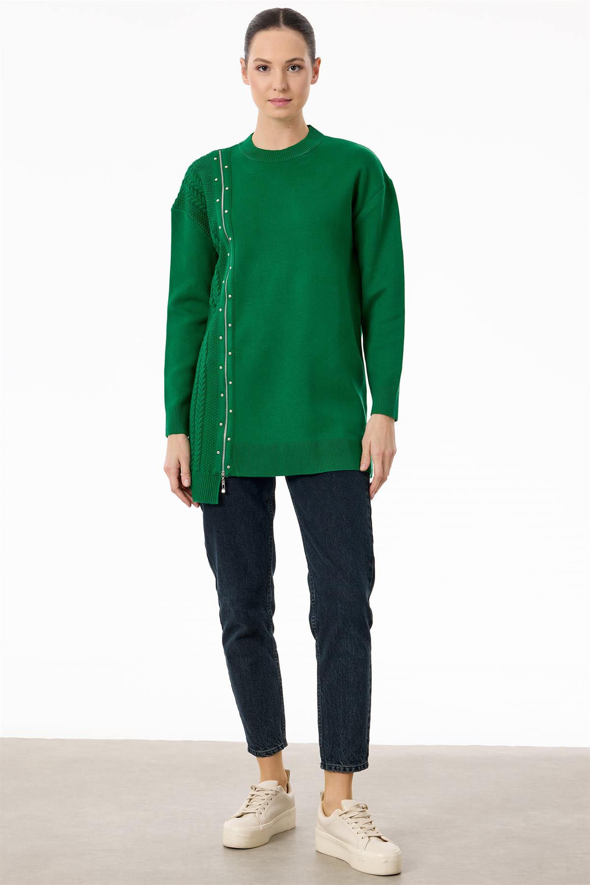 Fermuar Detaylı Triko Tunik BENETTON