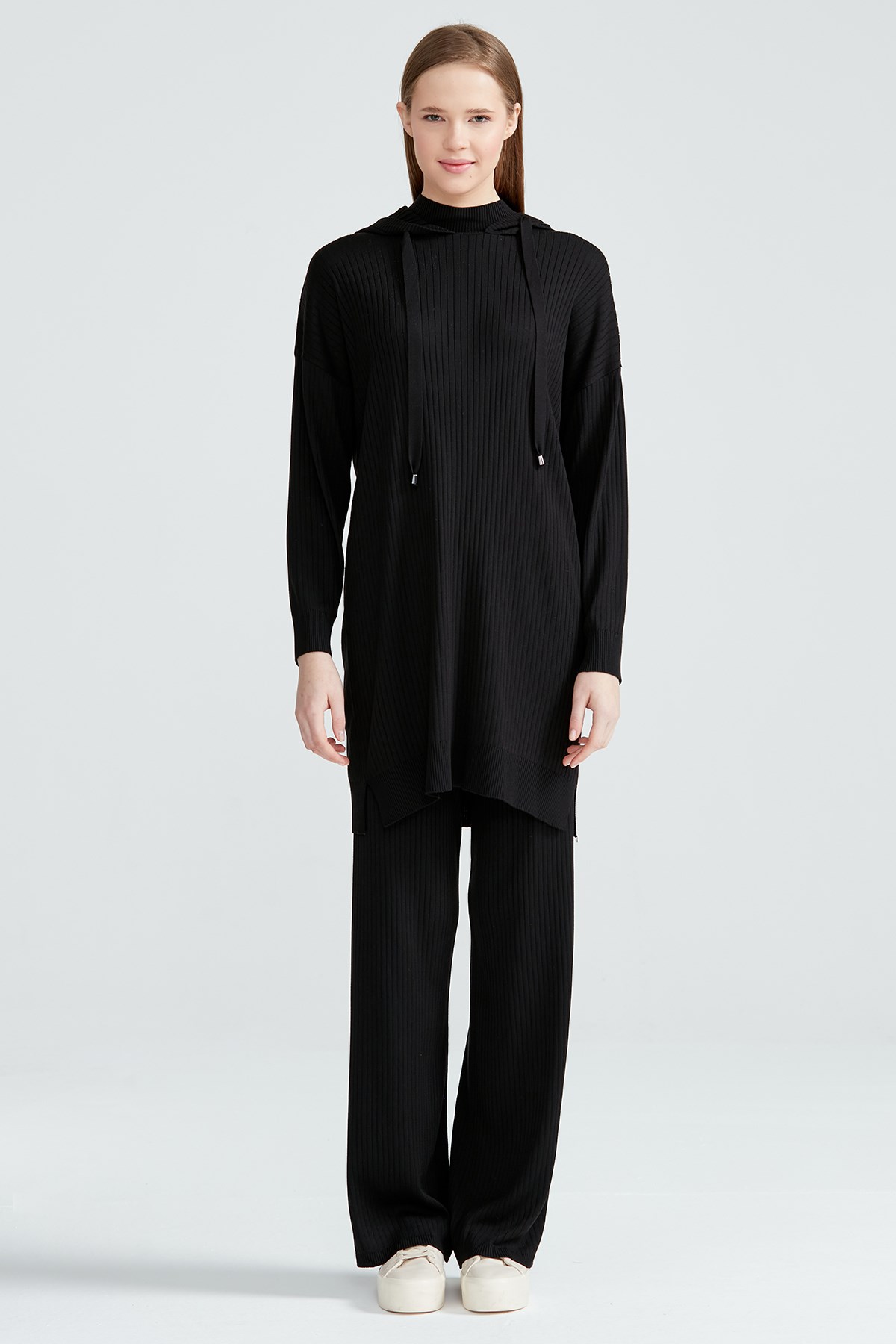 Fitilli Pantolonlu Triko Takım SİYAH