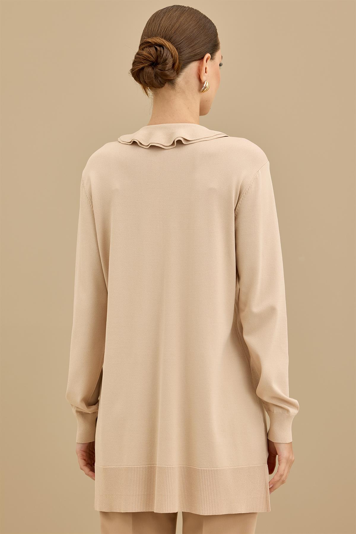 Fular Detaylı Rayon Tunik BEJ