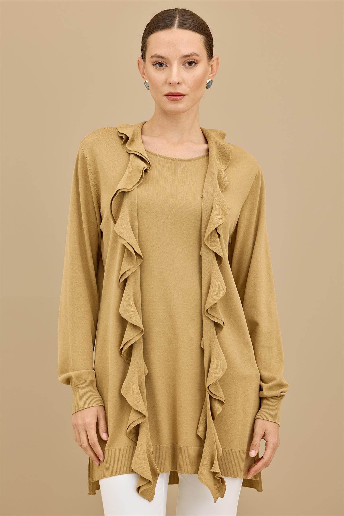 Fular Detaylı Rayon Tunik CAMEL