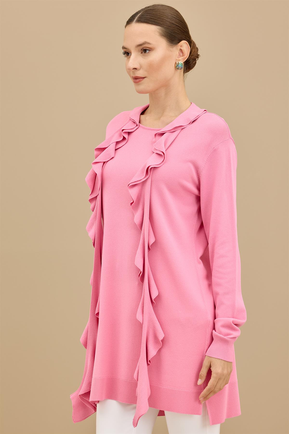 Fular Detaylı Rayon Tunik PEMBE