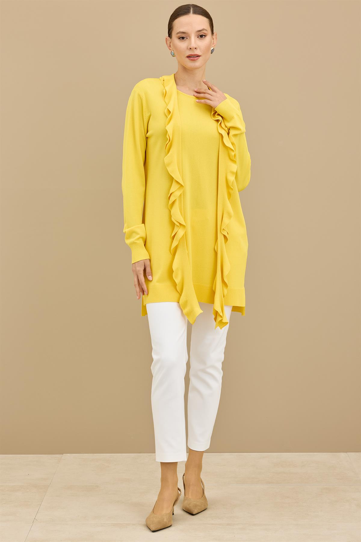 Fular Detaylı Rayon Tunik SARI