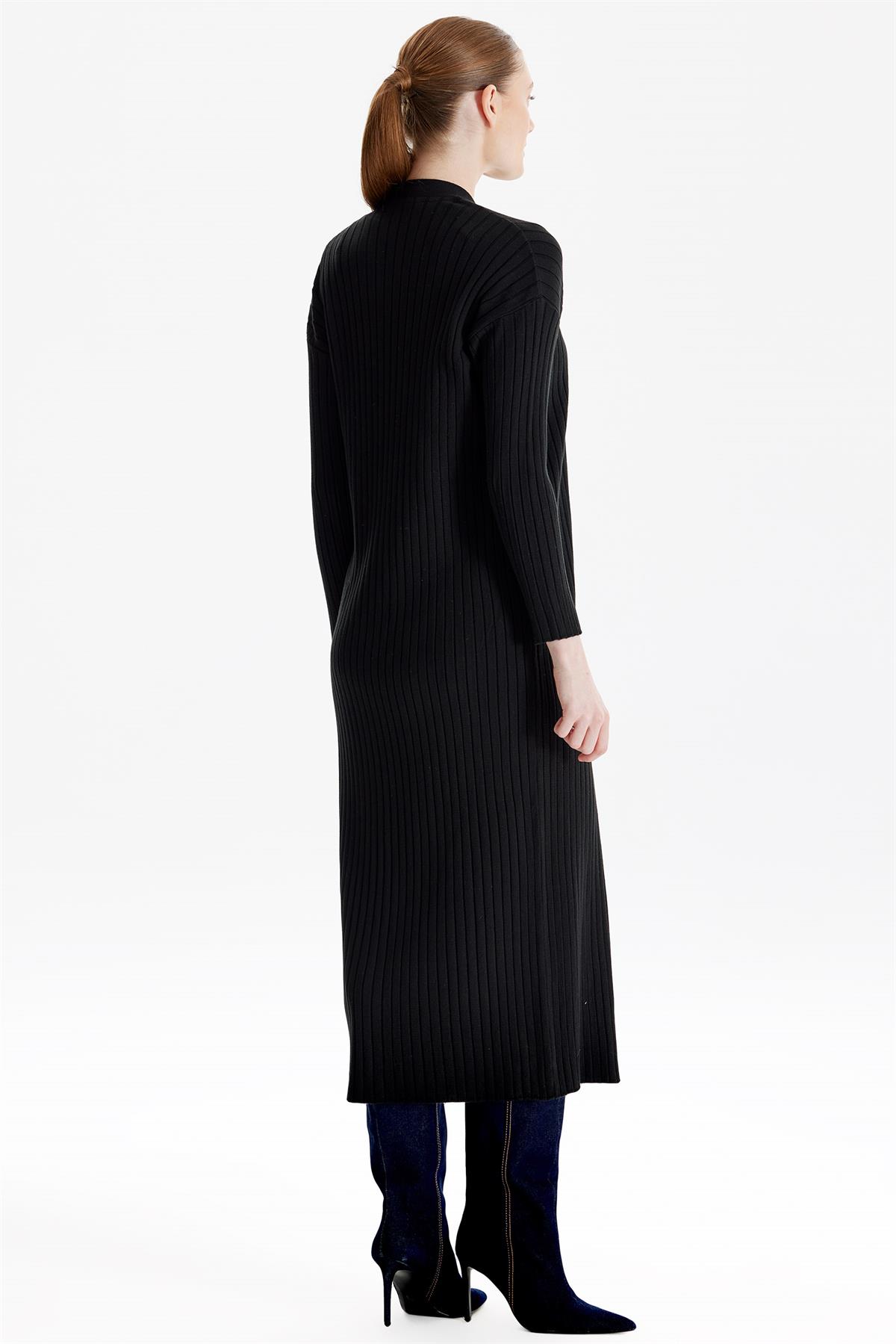 HIRKA KOMBİNLİ TRİKO ELBİSE SİYAH