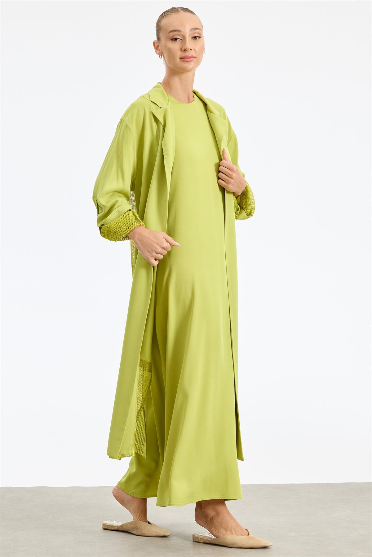 İçi Elbiseli File Detaylı İkili Takım ASİT