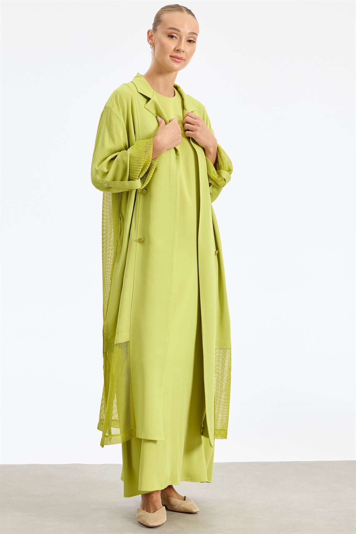 İçi Elbiseli File Detaylı İkili Takım ASİT