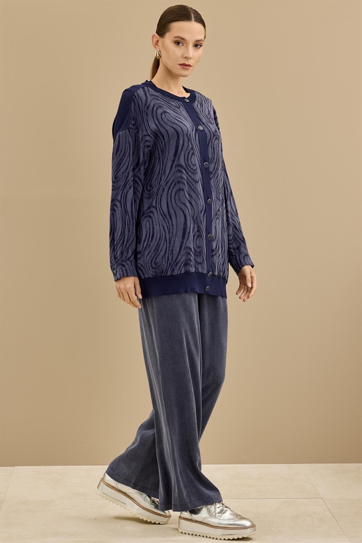 İçi Kolsuz Bluzlu Pantolonlu 3lü Set LACİVERT