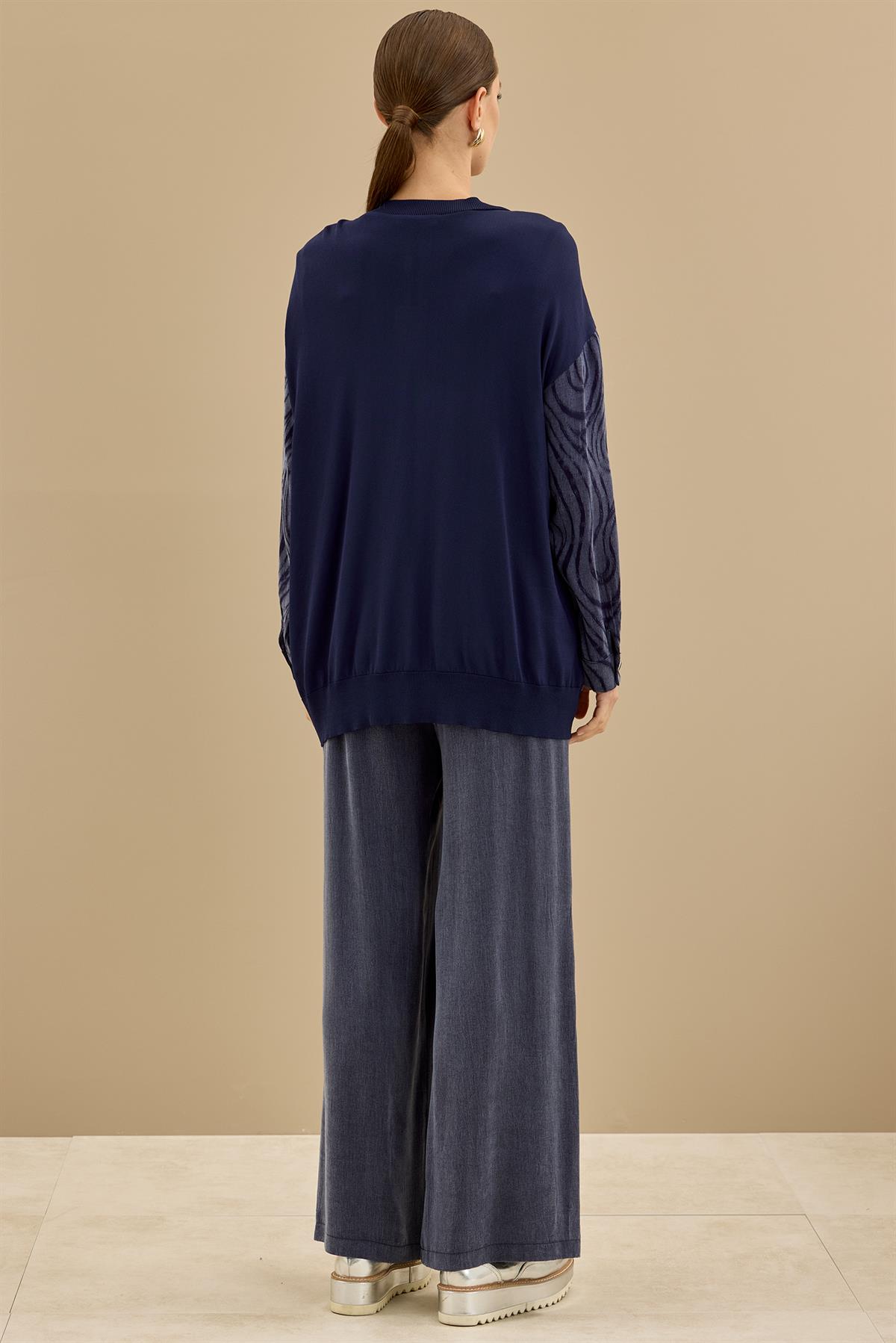 İçi Kolsuz Bluzlu Pantolonlu 3lü Set LACİVERT