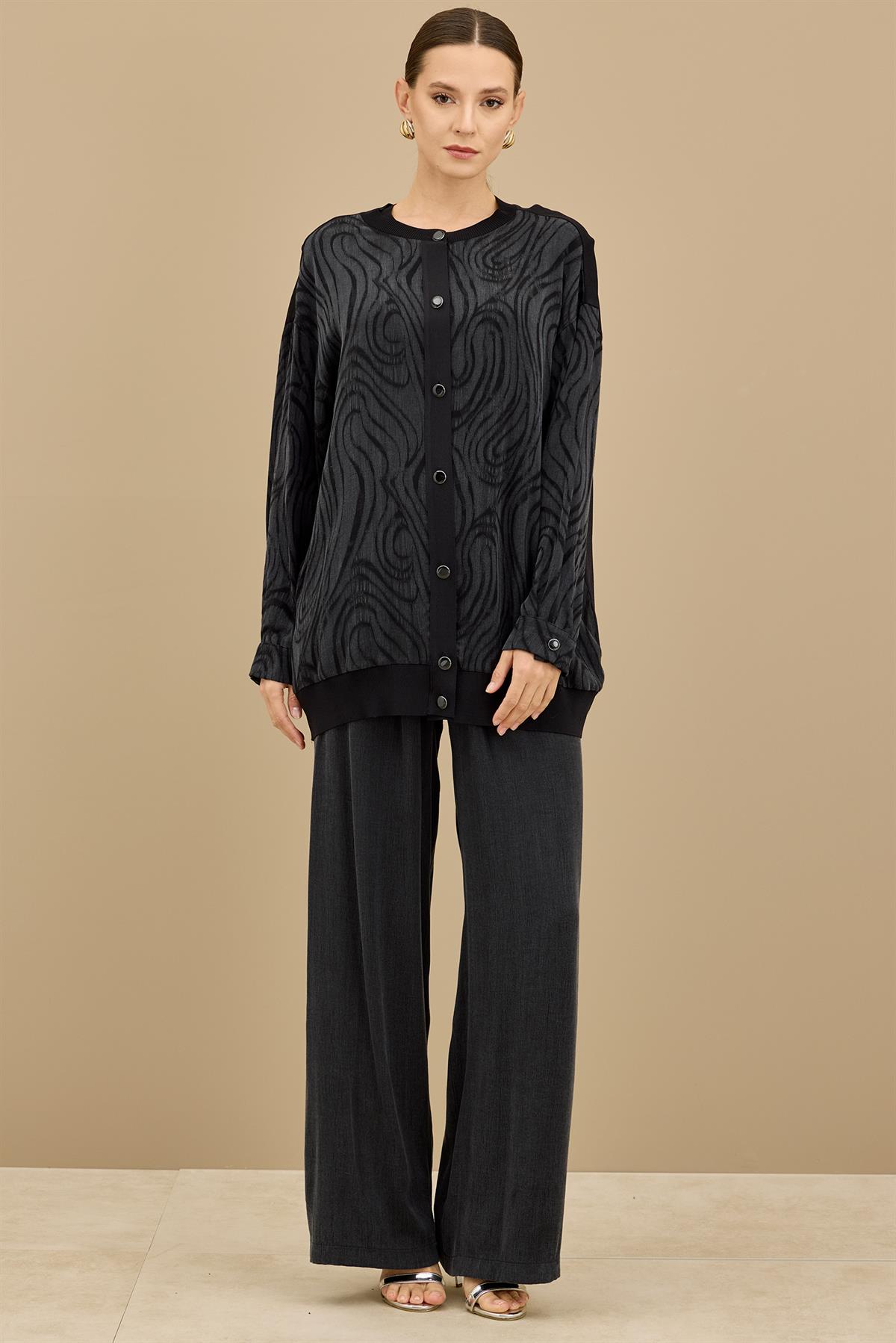 İçi Kolsuz Bluzlu Pantolonlu 3lü Set SİYAH