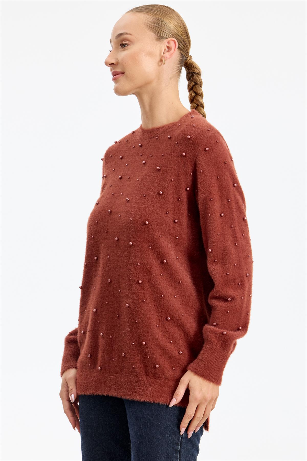 İnci Detaylı Triko Tunik TABA