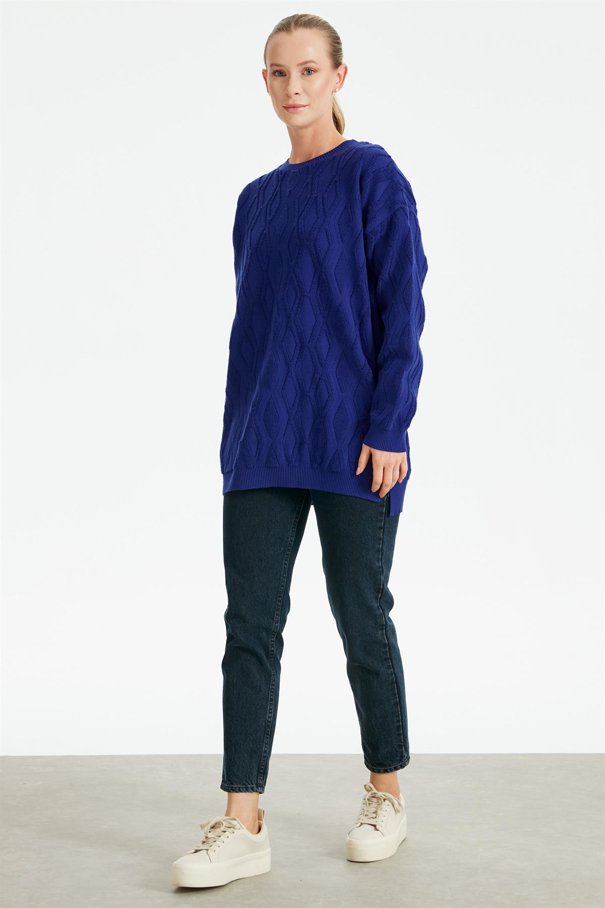 Kapartma Desenli Triko Tunik SAKS