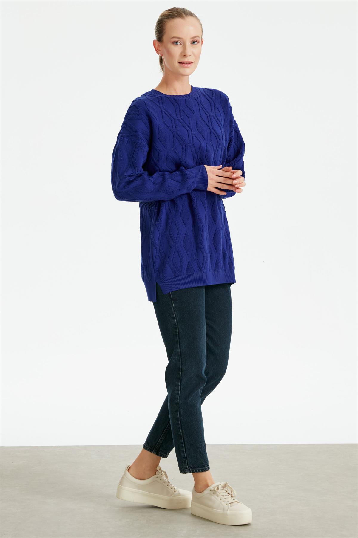 Kapartma Desenli Triko Tunik SAKS