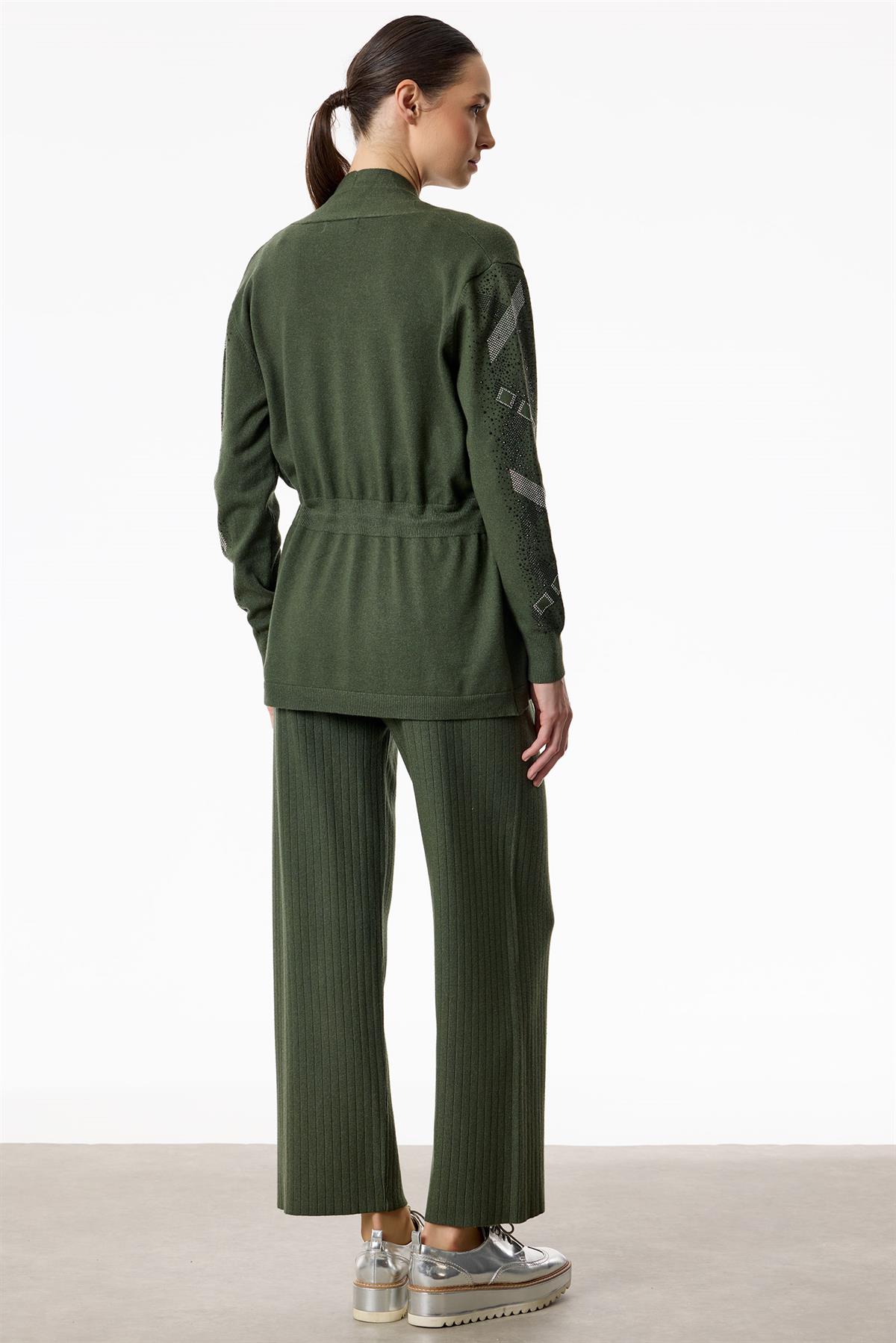 Kolları Taşlı 3lü Triko Takım YEŞİL