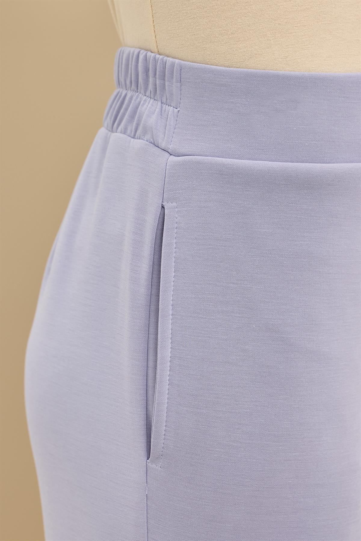 Kraş Mixli Düğme Detaylı Pantolonlu Takım MAVİ