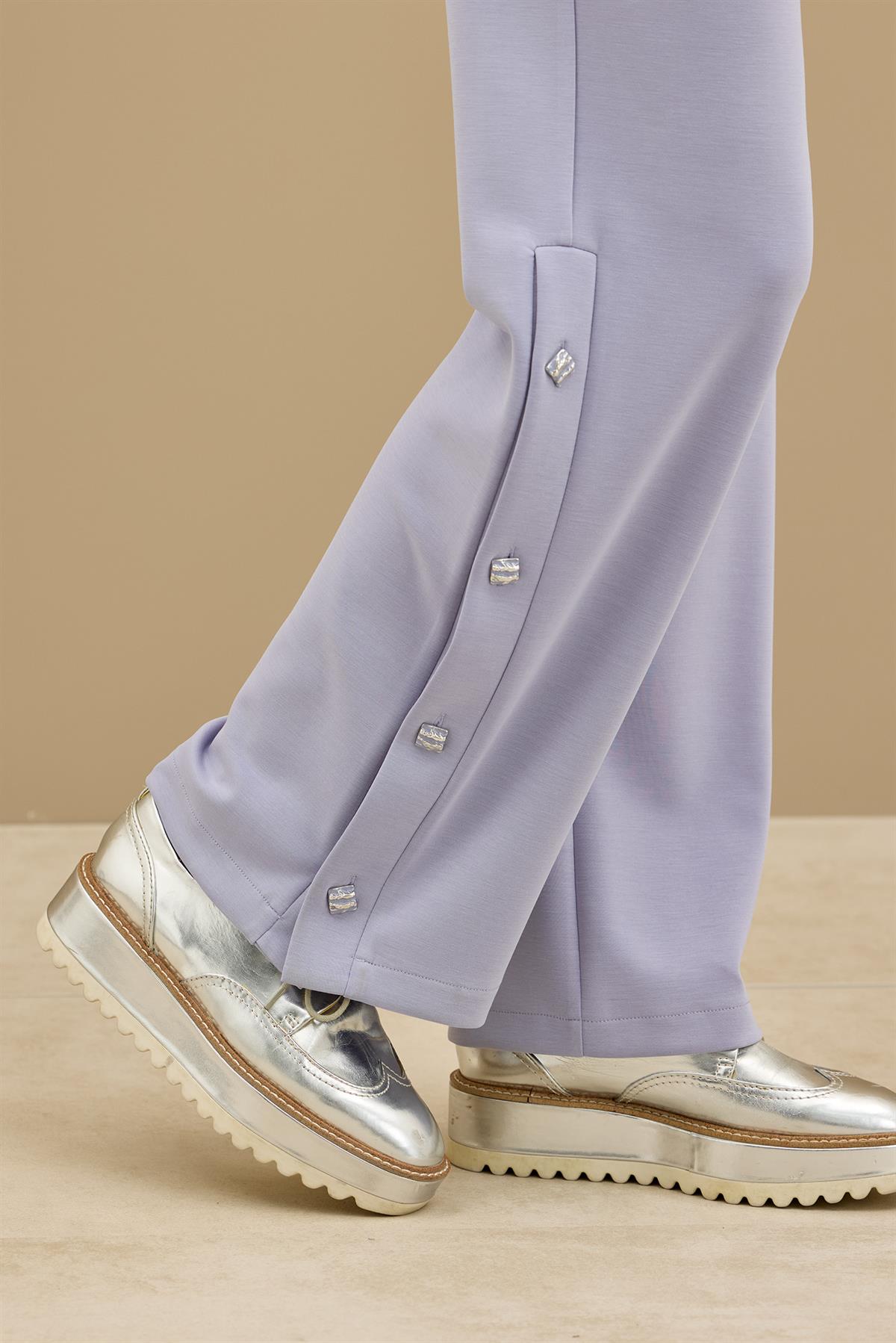 Kraş Mixli Düğme Detaylı Pantolonlu Takım MAVİ