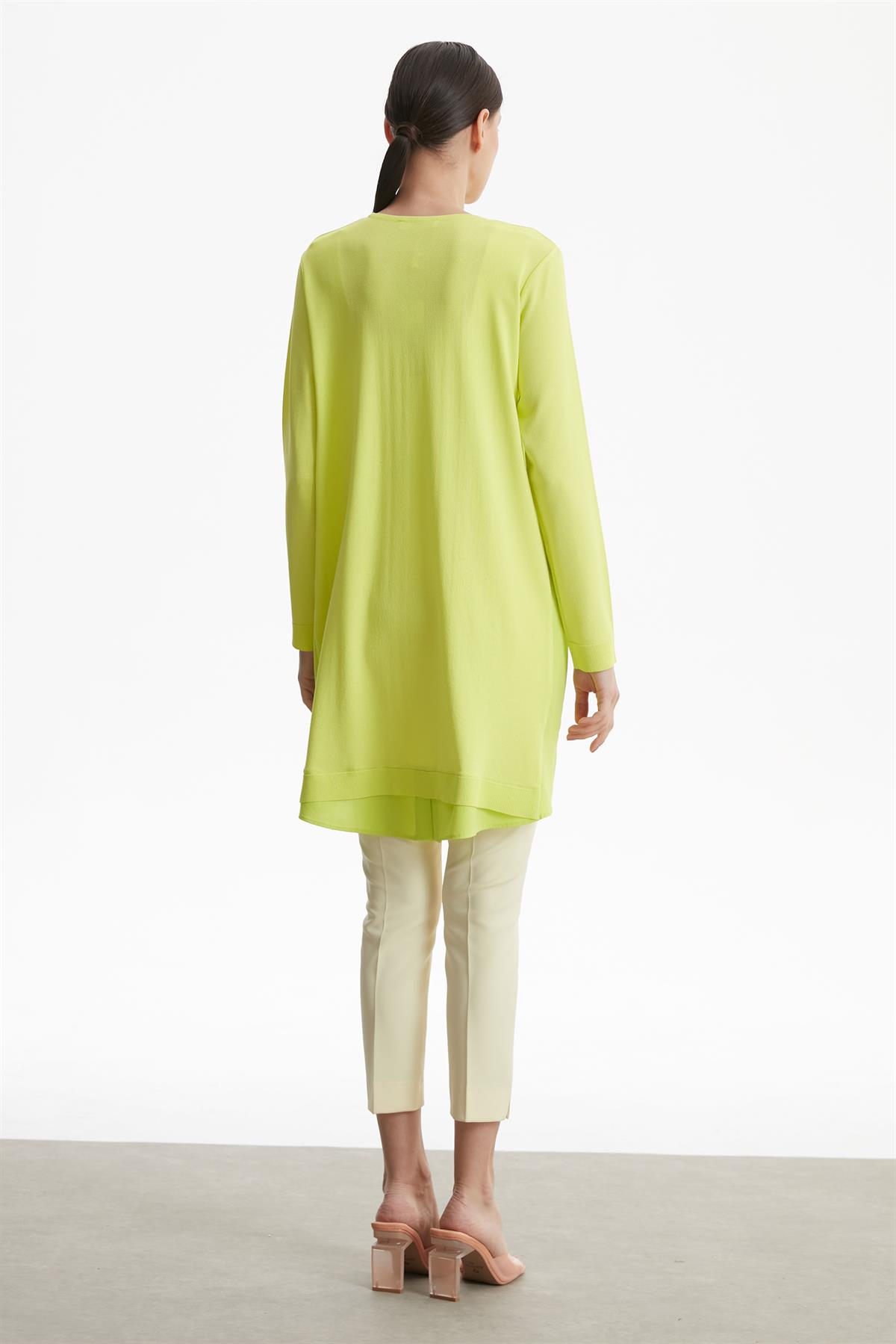 KUMAŞ GARNİLİ RAYON BASİC TRİKO TUNİK LIME