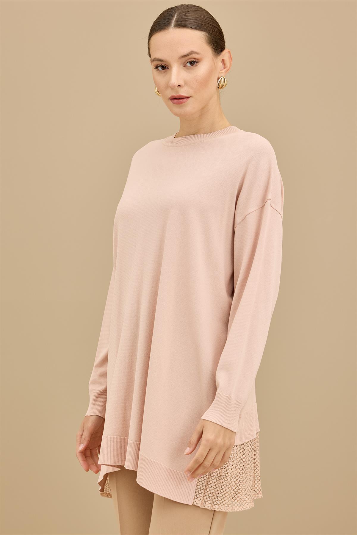 Kumaş Garnili Triko Tunik PUDRA