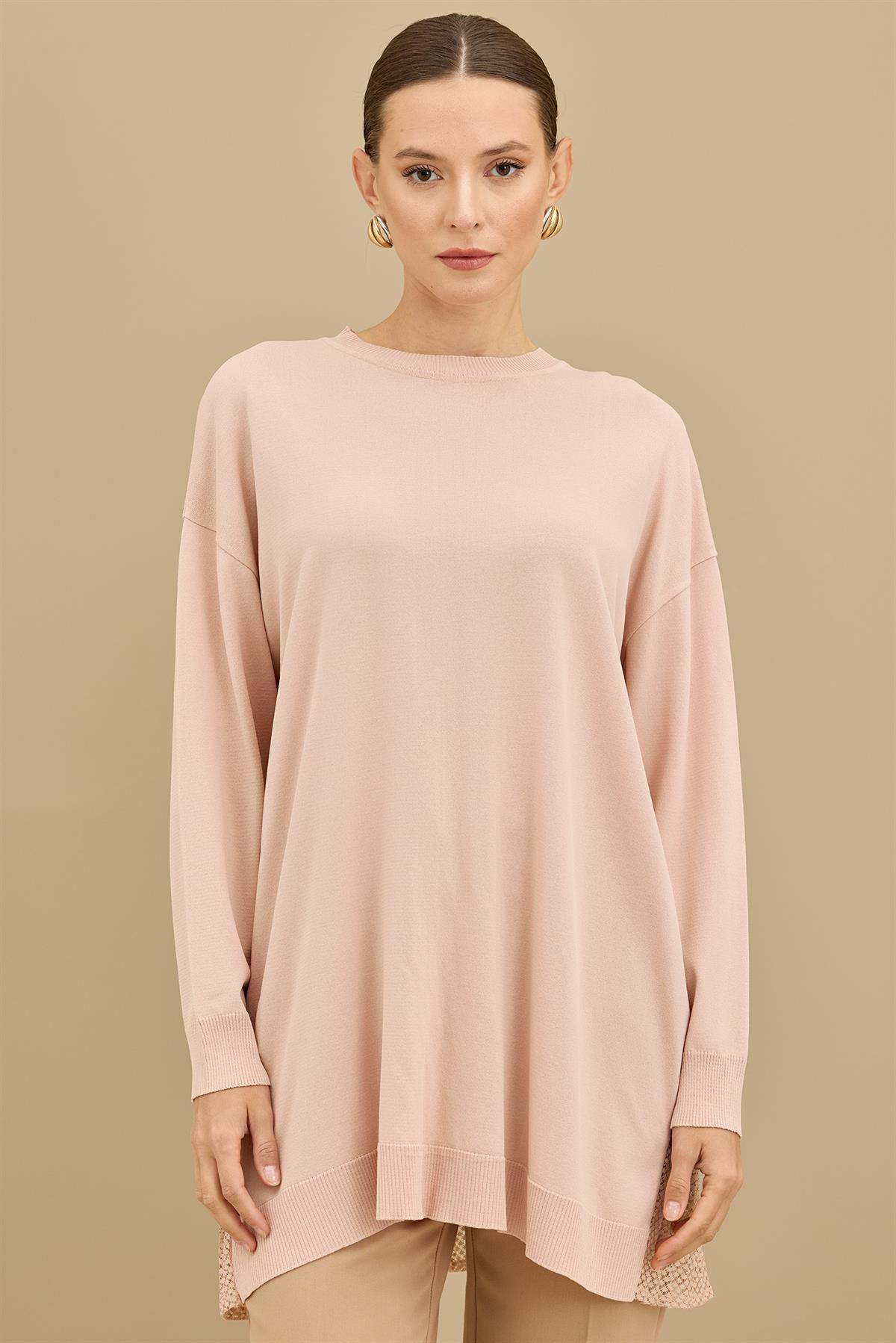 Kumaş Garnili Triko Tunik PUDRA