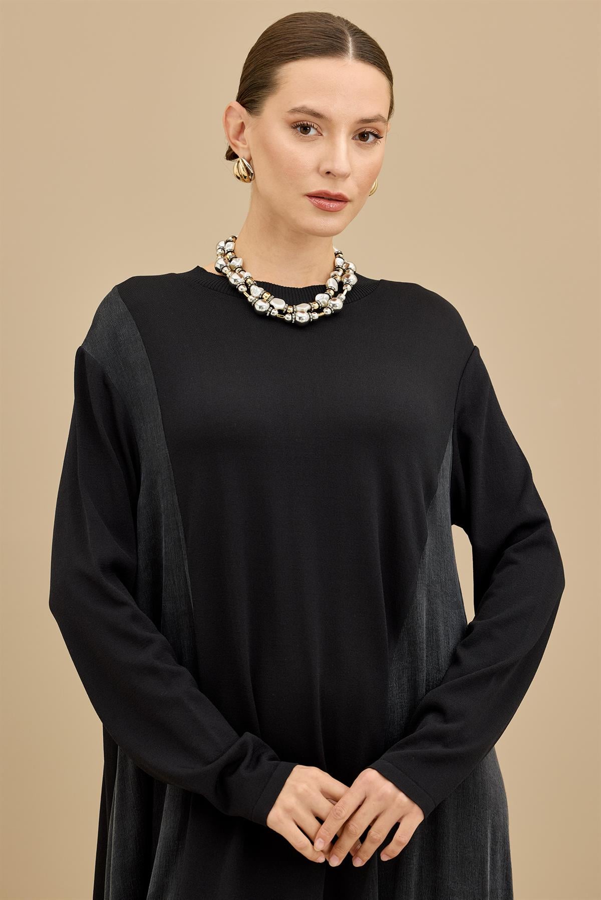 Kupra Ve Rayon Mixli Elbise SİYAH