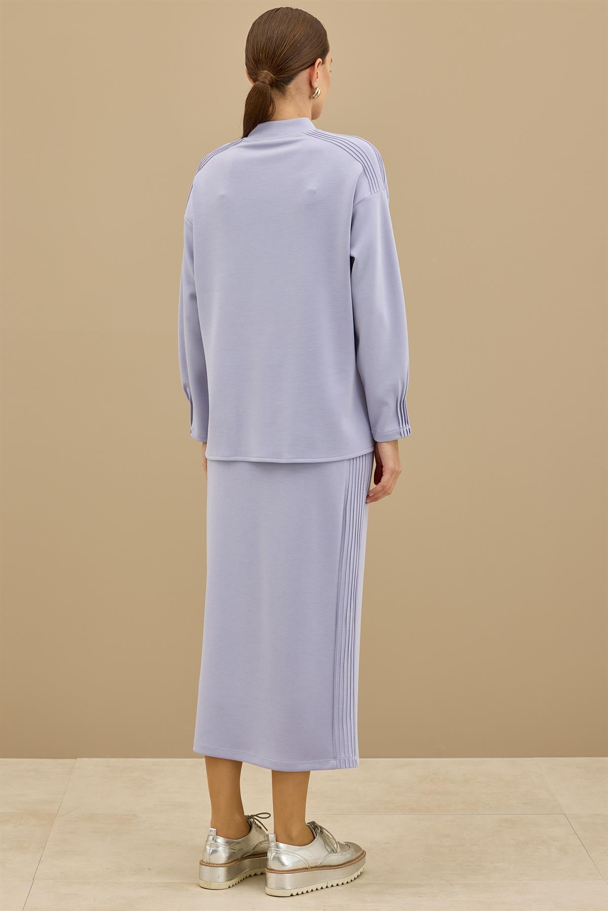 NERVÜR DETAYLI ETEKLİ TAKIM MAVİ