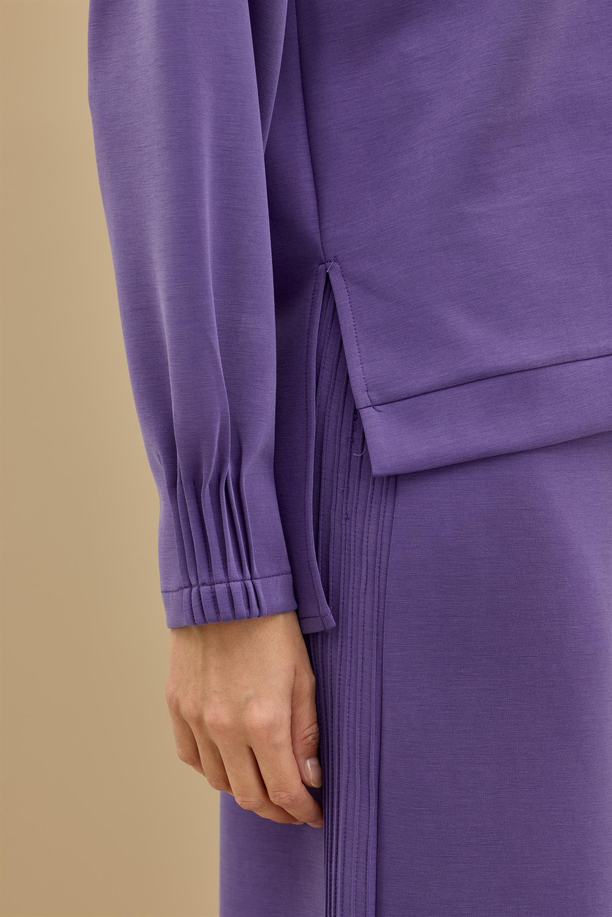 NERVÜR DETAYLI ETEKLİ TAKIM MOR