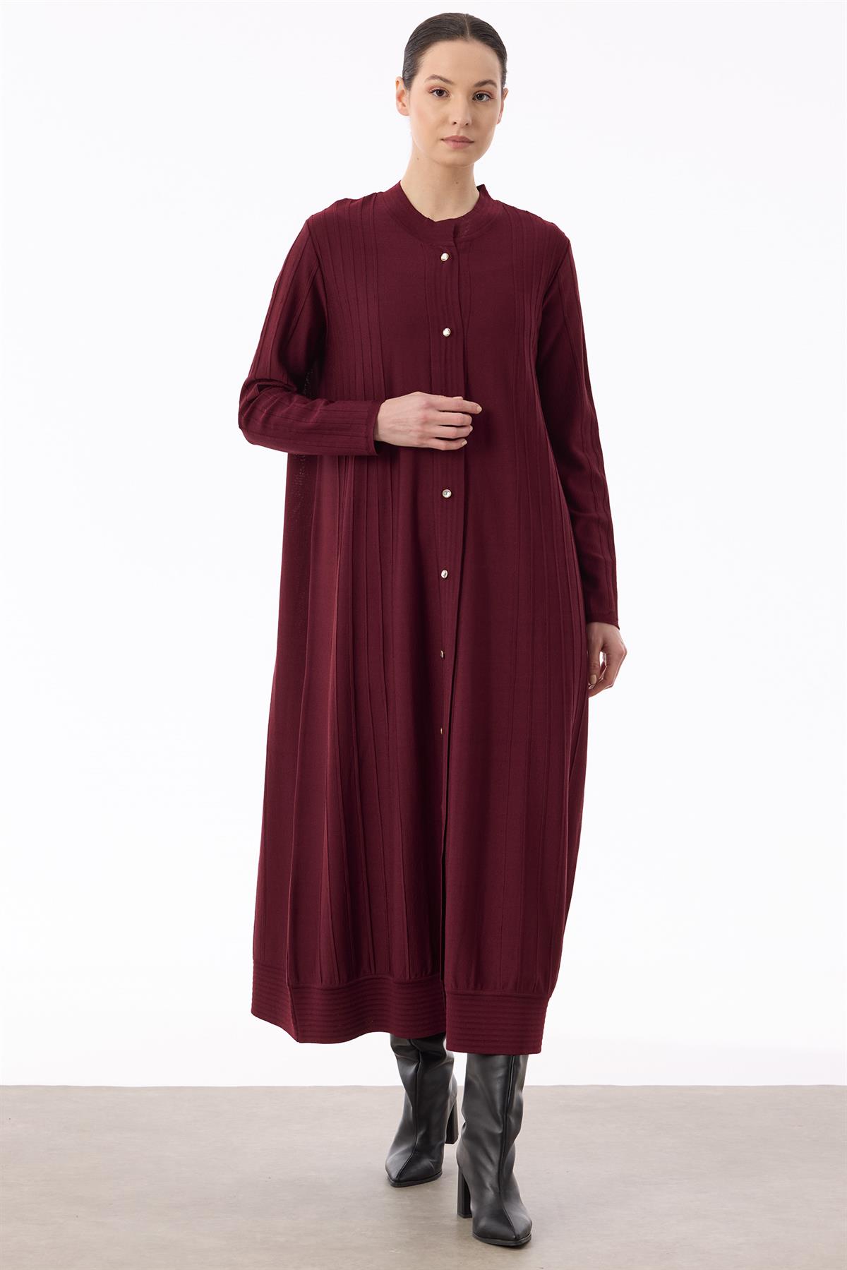 Nervür Detaylı Max Boy Triko Rayon Hırka BORDO