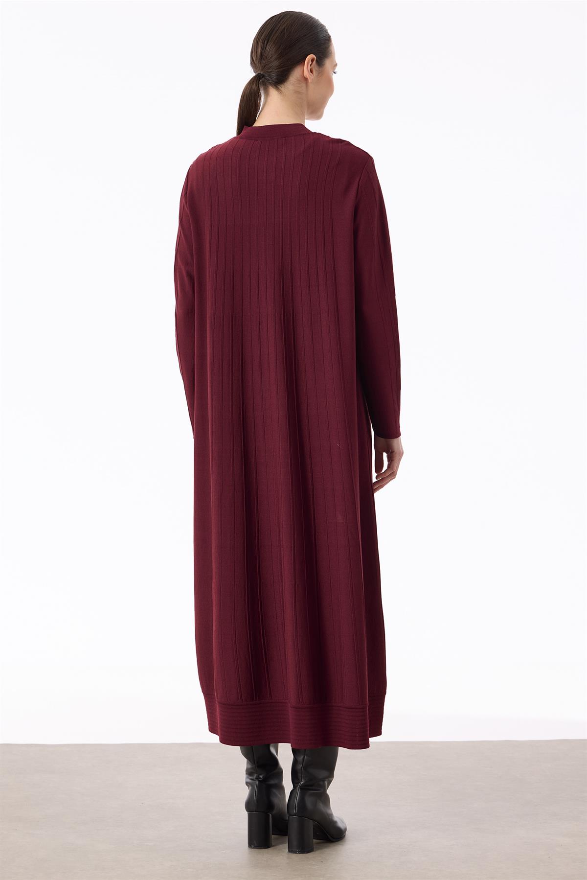 Nervür Detaylı Max Boy Triko Rayon Hırka BORDO