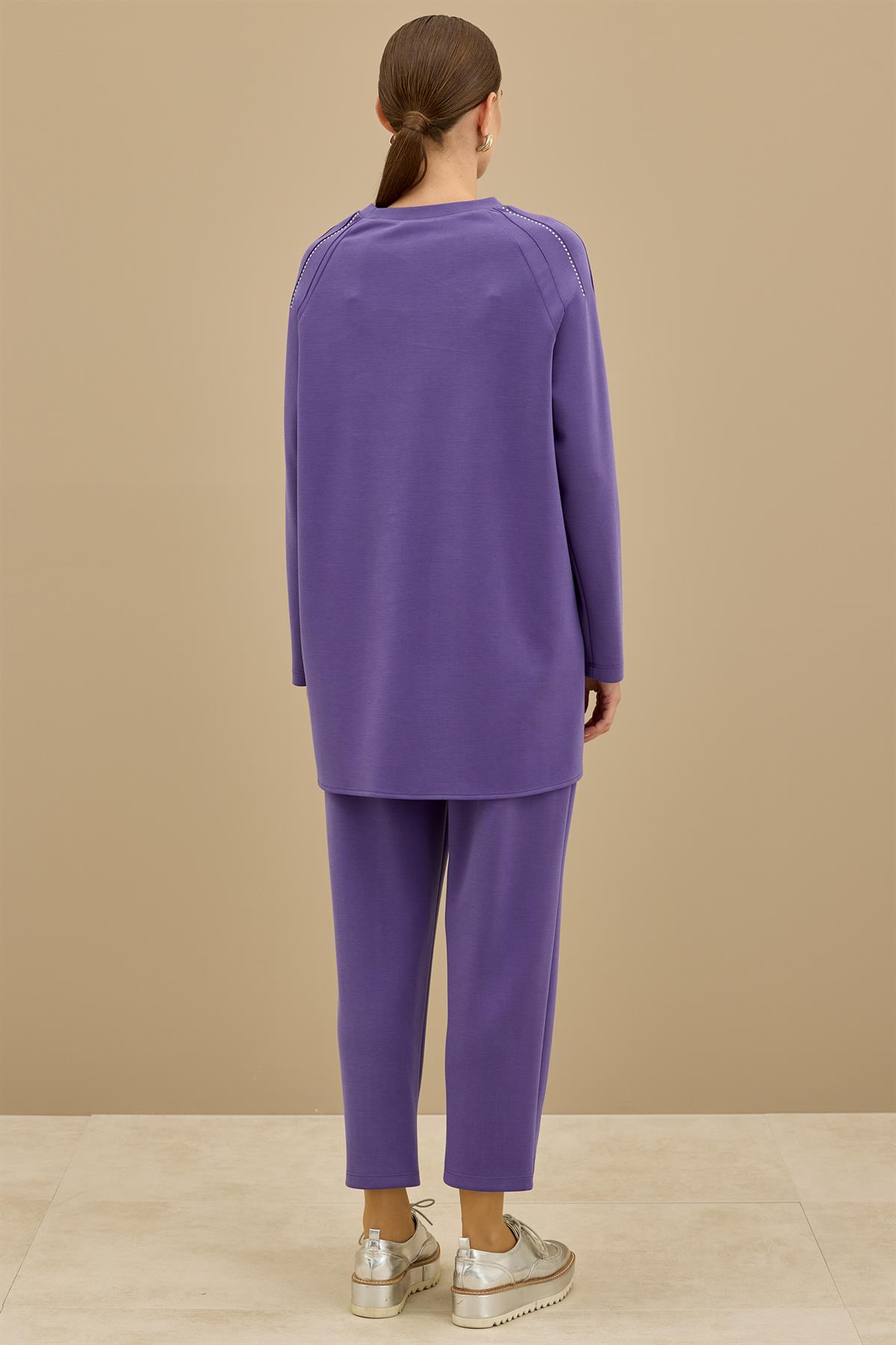 Nervürleri Metal Drop Süslemeli Takım MOR