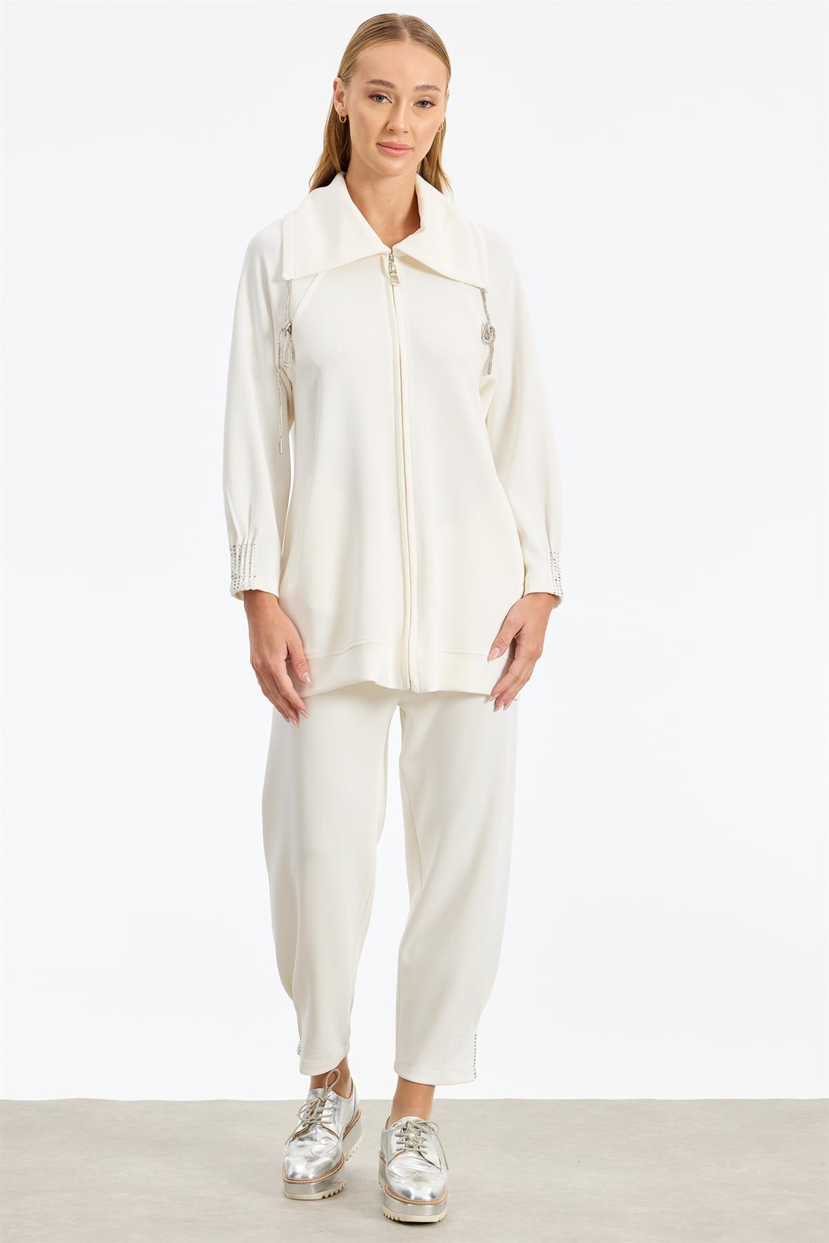 Nevür Ve Taş Detaylı Takım EKRU