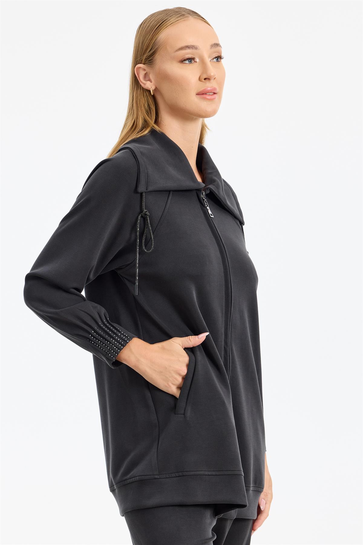 Nevür Ve Taş Detaylı Takım SİYAH