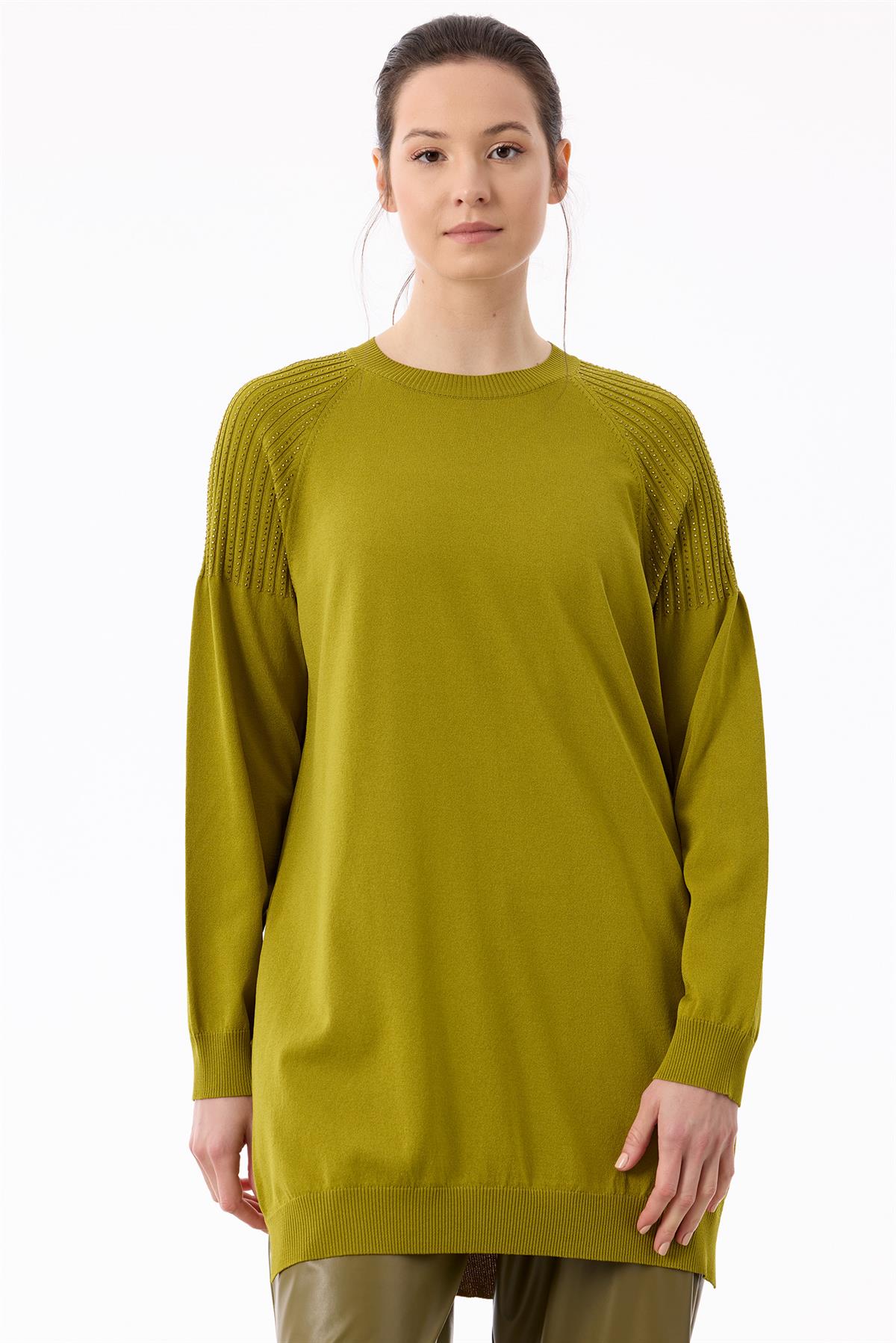 Omuzlar Taş Baskılı Rayon Tunik ASİT