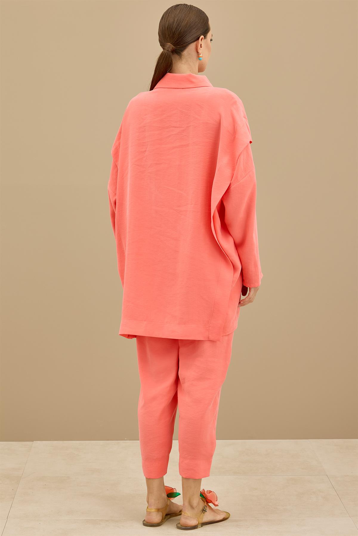 Önden Çıtçıtlı Asimetrik Oversize Takım MERCAN