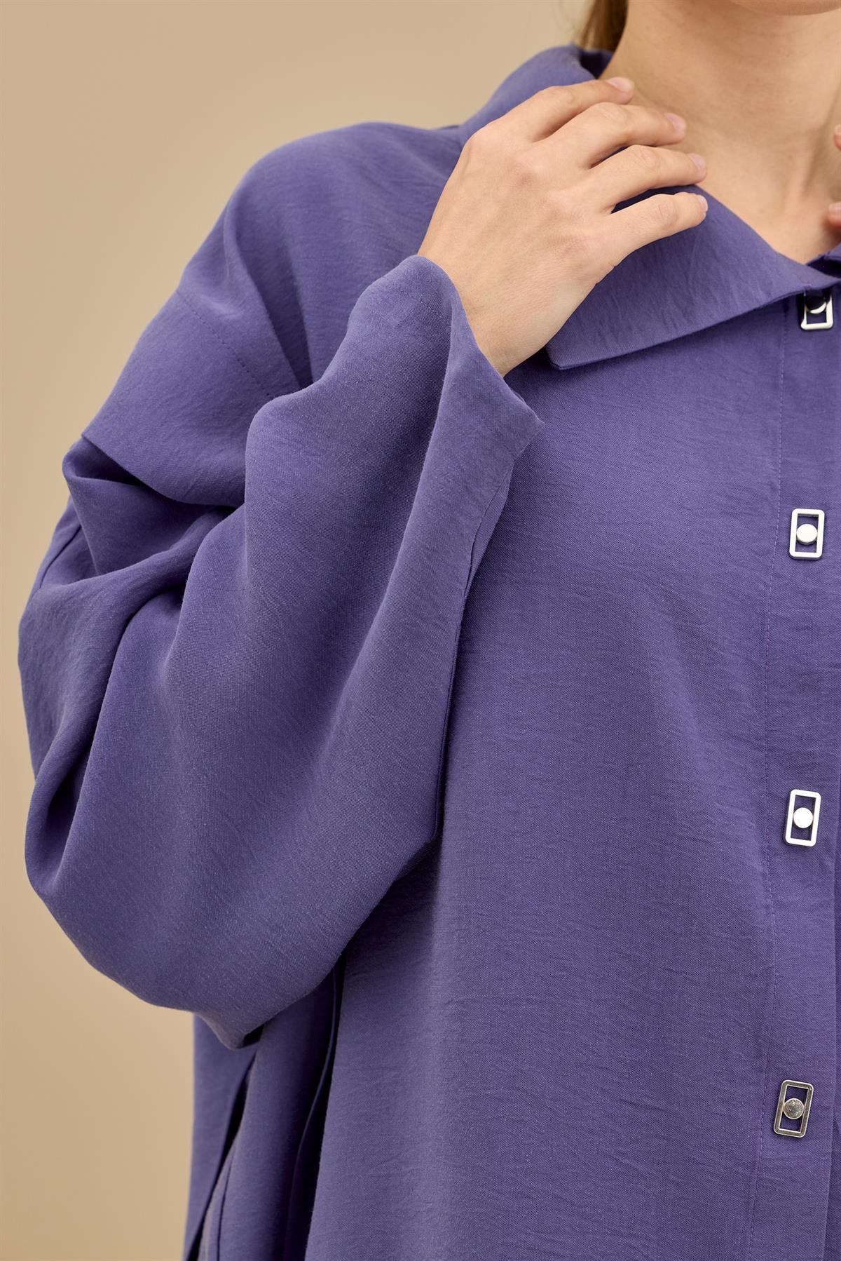 Önden Çıtçıtlı Asimetrik Oversize Takım MOR