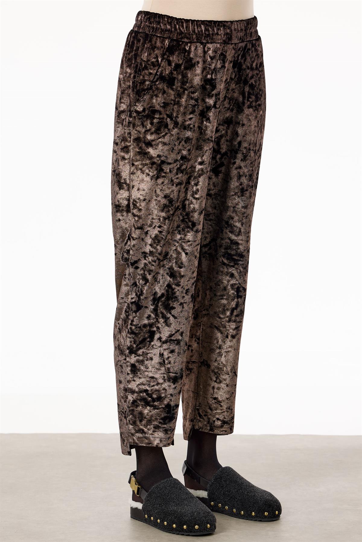 Önden Çıtçtlı Kadife Pantolonlu Takım KAHVE