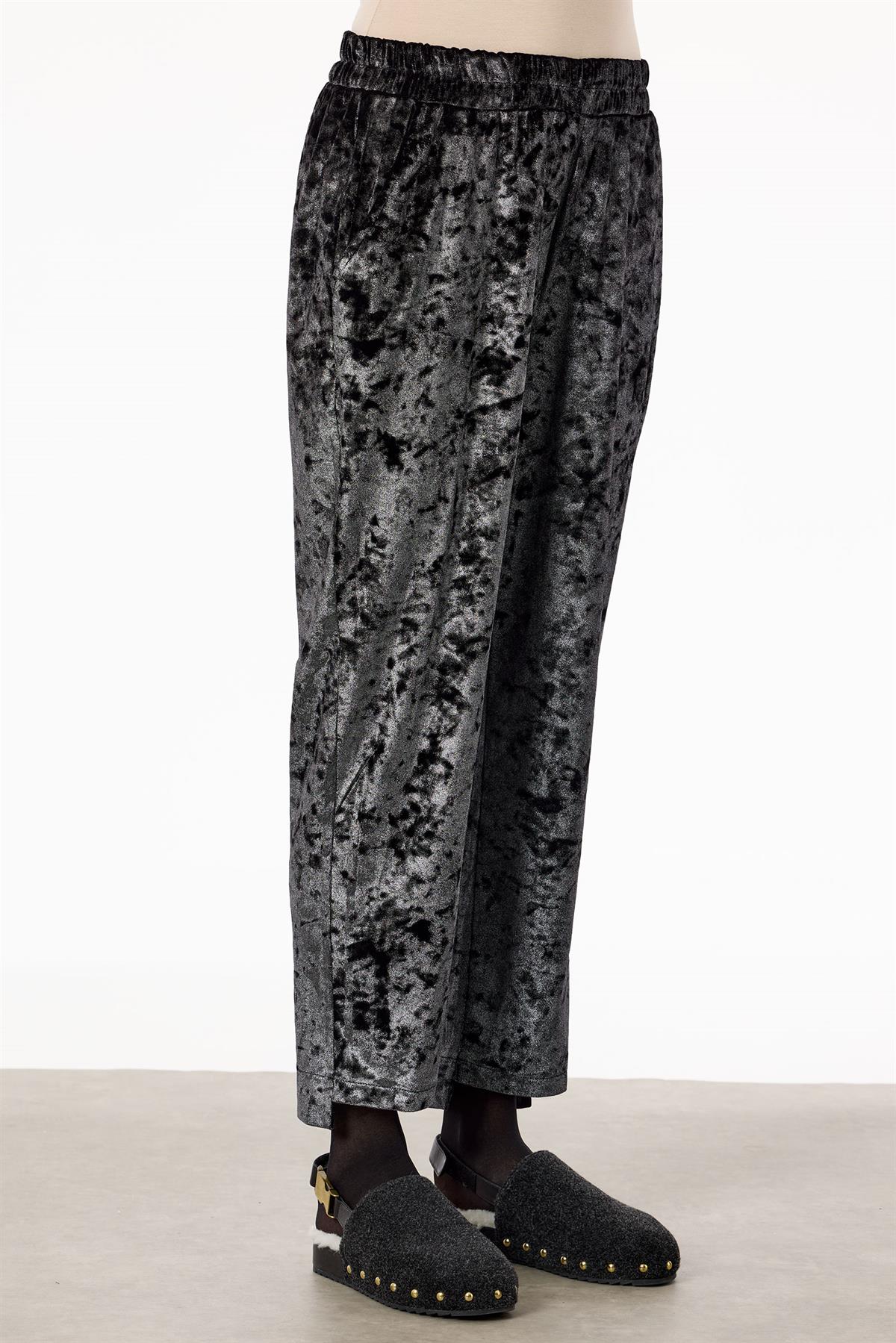 Önden Çıtçtlı Kadife Pantolonlu Takım GRİ