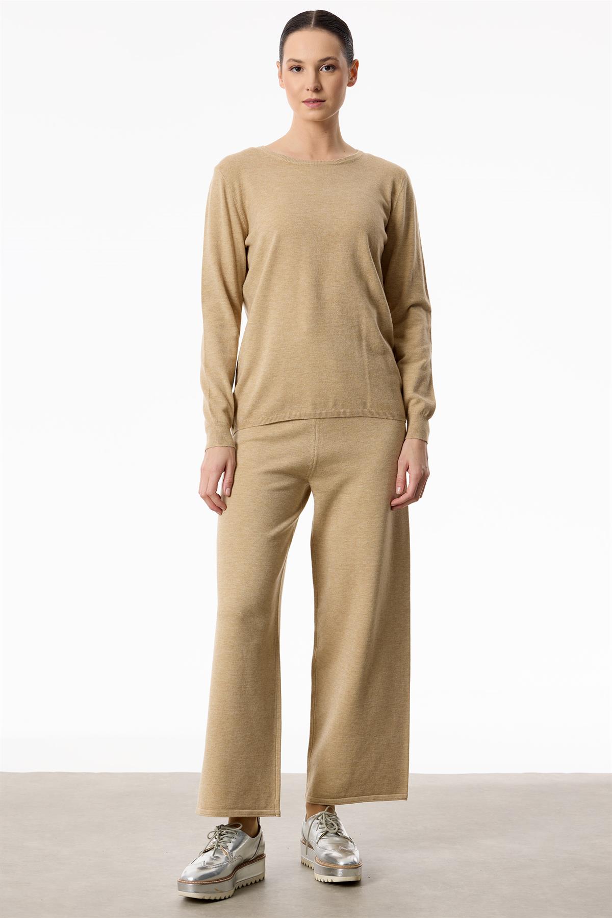 Önü Taş Şeritli 3lü Triko Takım HAKİ