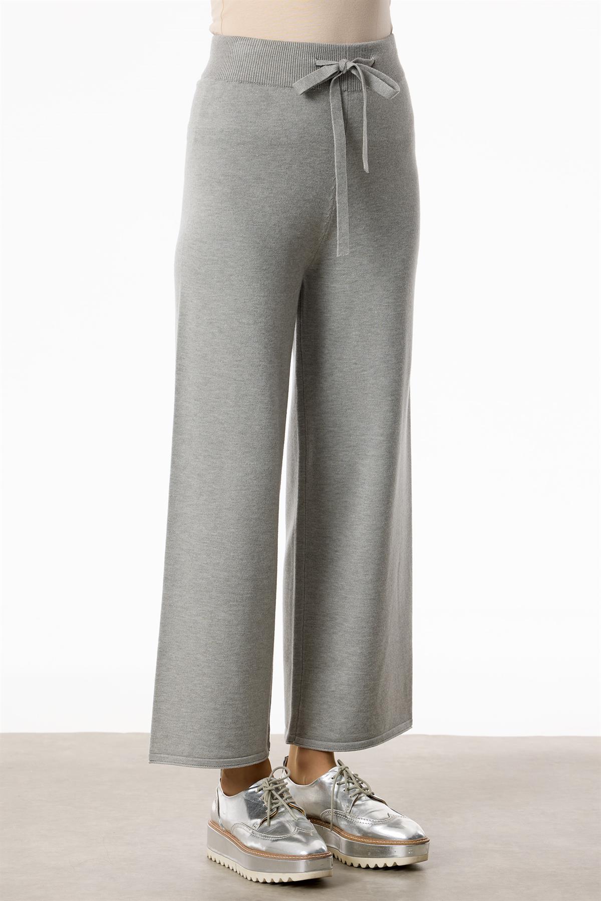 Önü Taş Şeritli 3lü Triko Takım GRİ