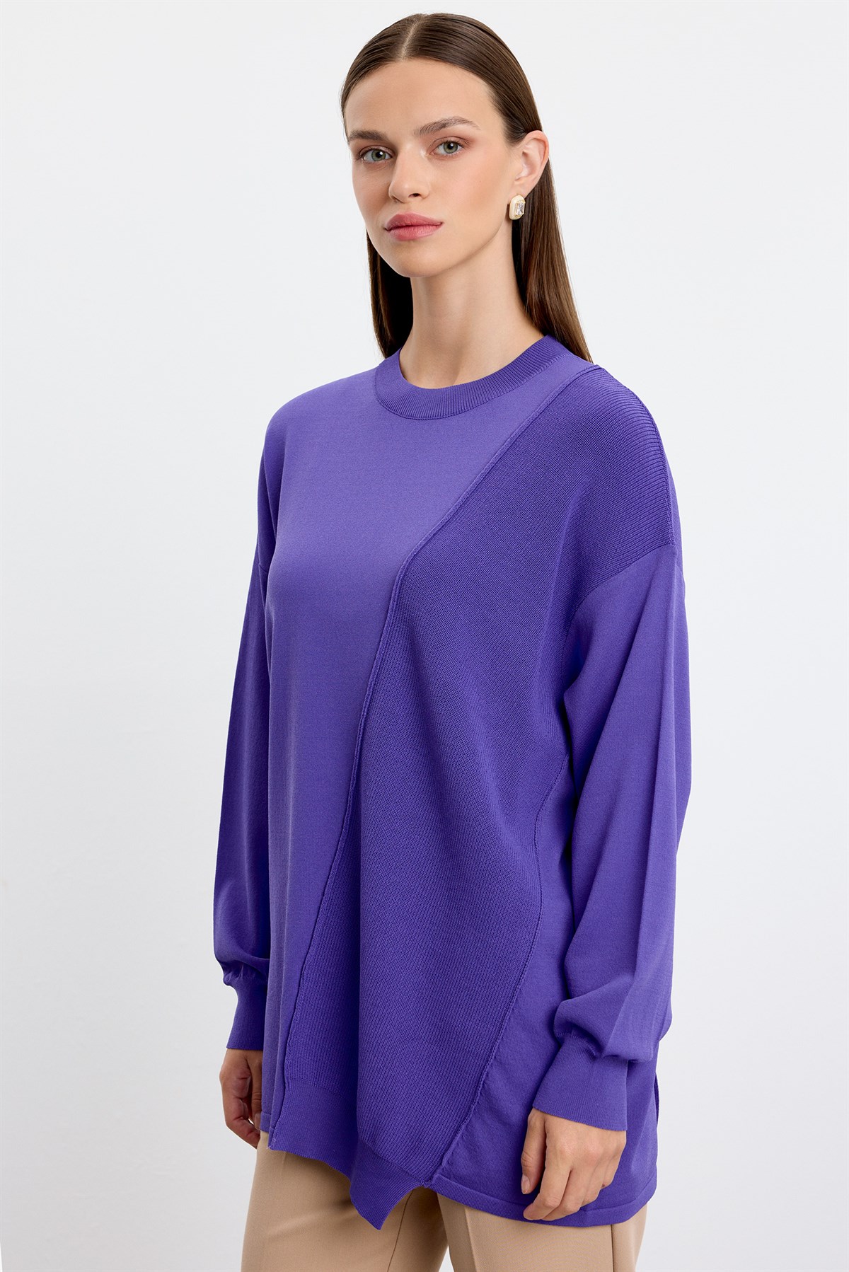 Örgü Detaylı Rayon Tunik LİLA