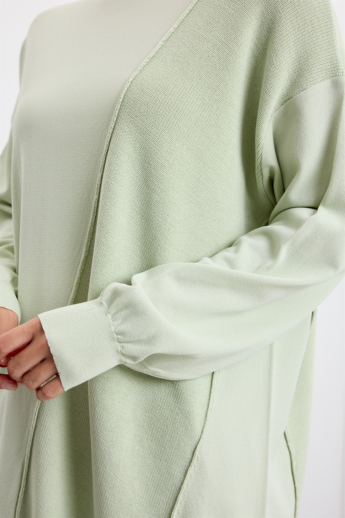 Örgü Detaylı Rayon Tunik MİNT YEŞİLİ