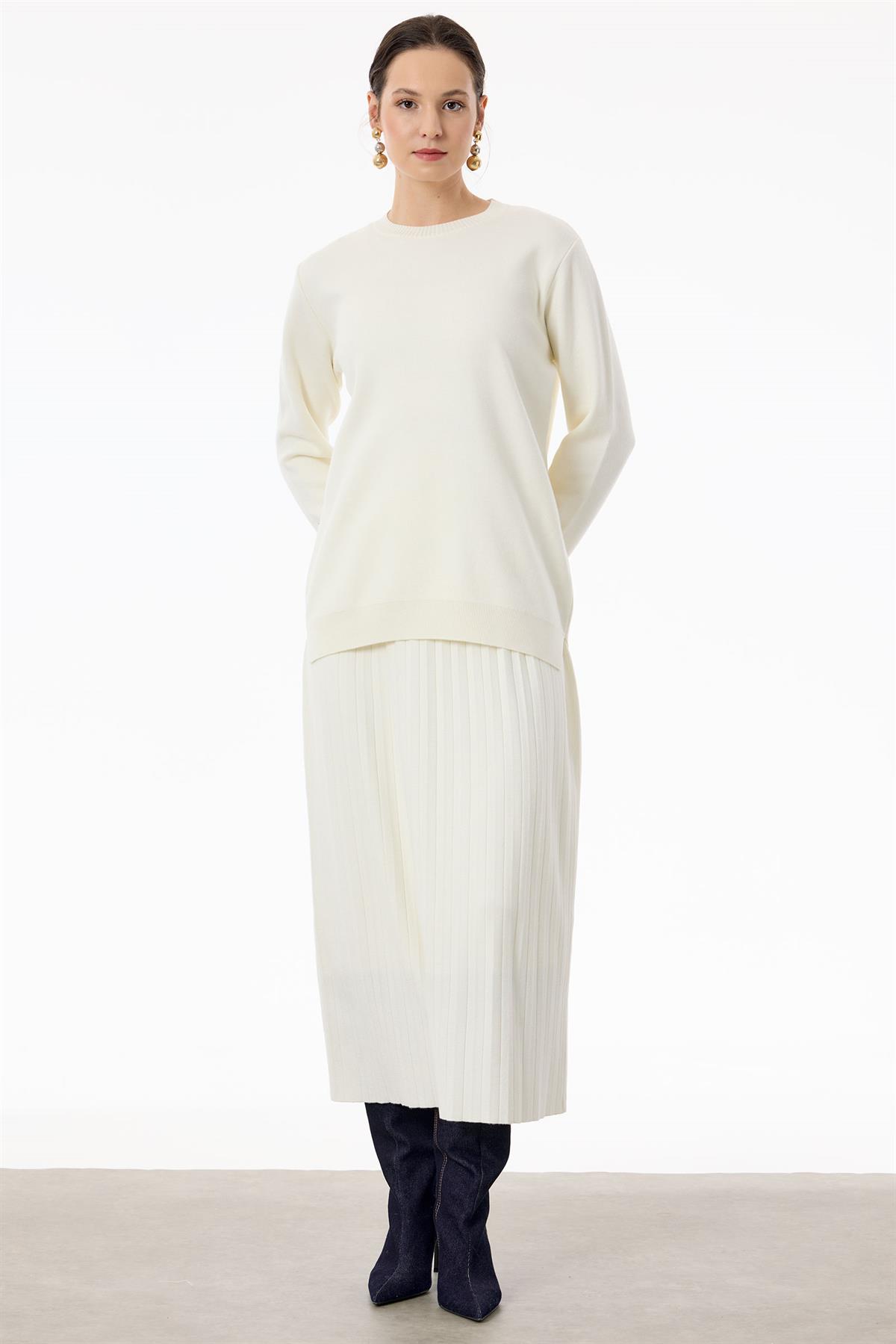 Pileli Etekli Takım EKRU