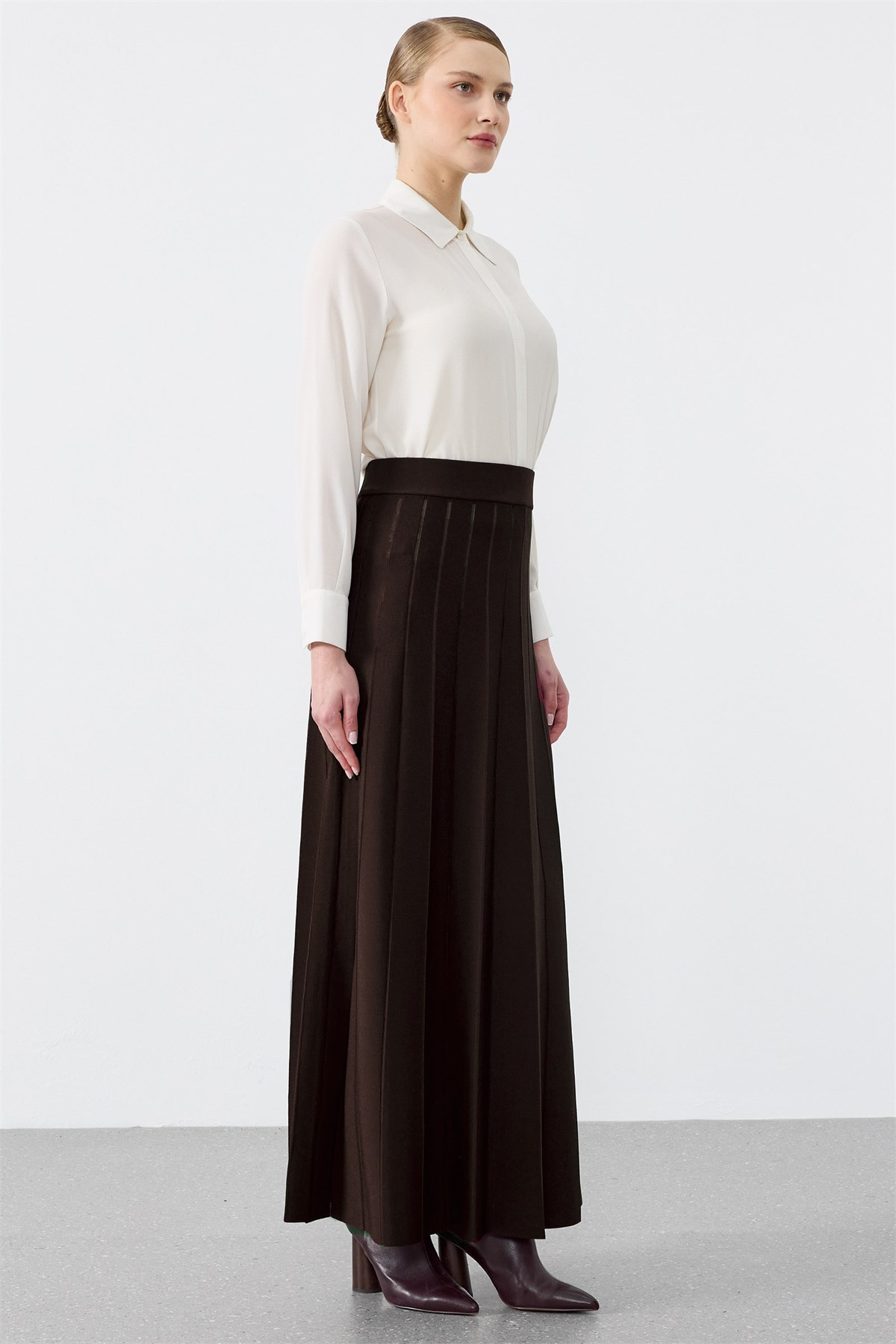 Pliseli Rayon Etek KAHVE