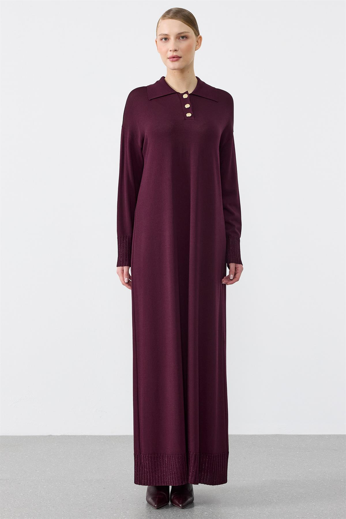 Pola Yaka Rayon Elbise MÜRDÜM