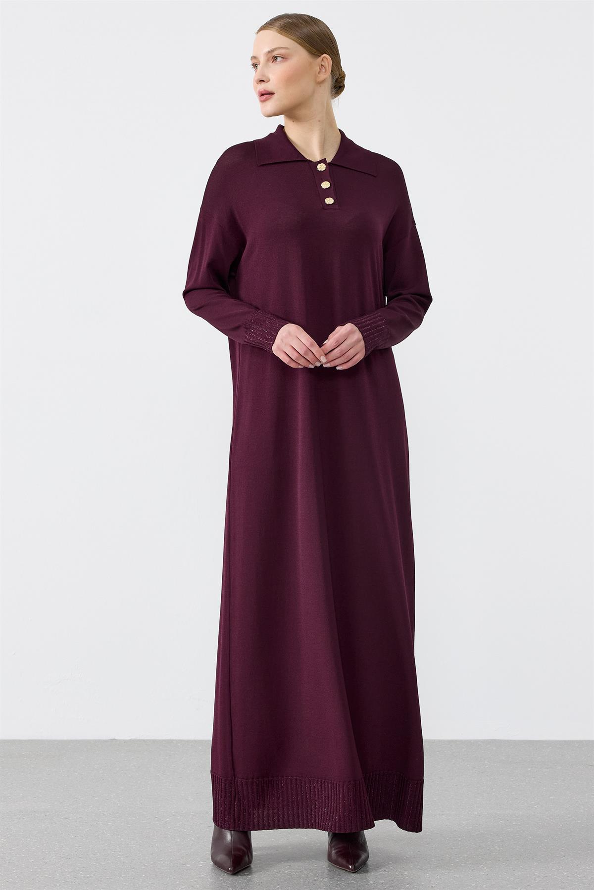 Pola Yaka Rayon Elbise MÜRDÜM