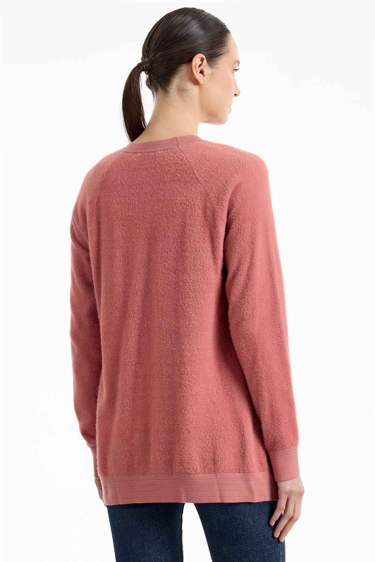 Reglan Kollu Düğme Detaylı Mink Tunik PEMBE