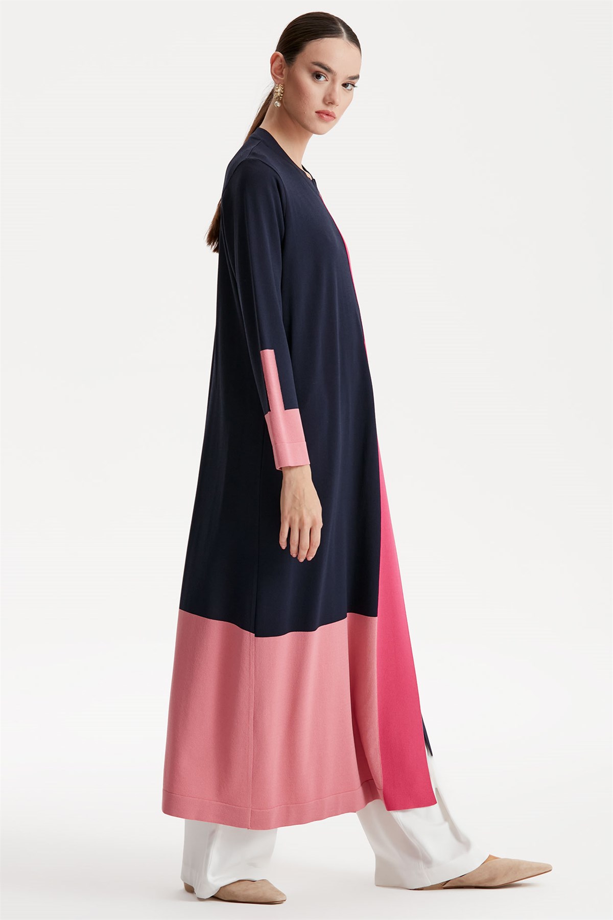 RENKLİ RAYON TRİKO TUNİK  ELBİSE LACİVERT