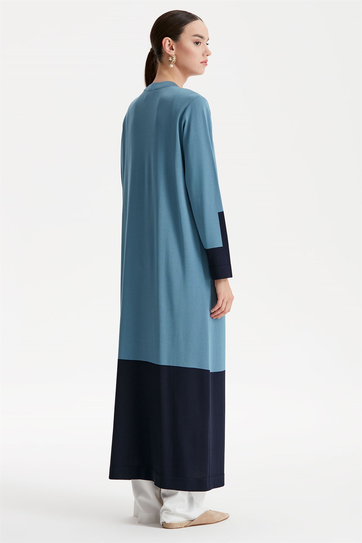 RENKLİ RAYON TRİKO TUNİK  ELBİSE MAVİ