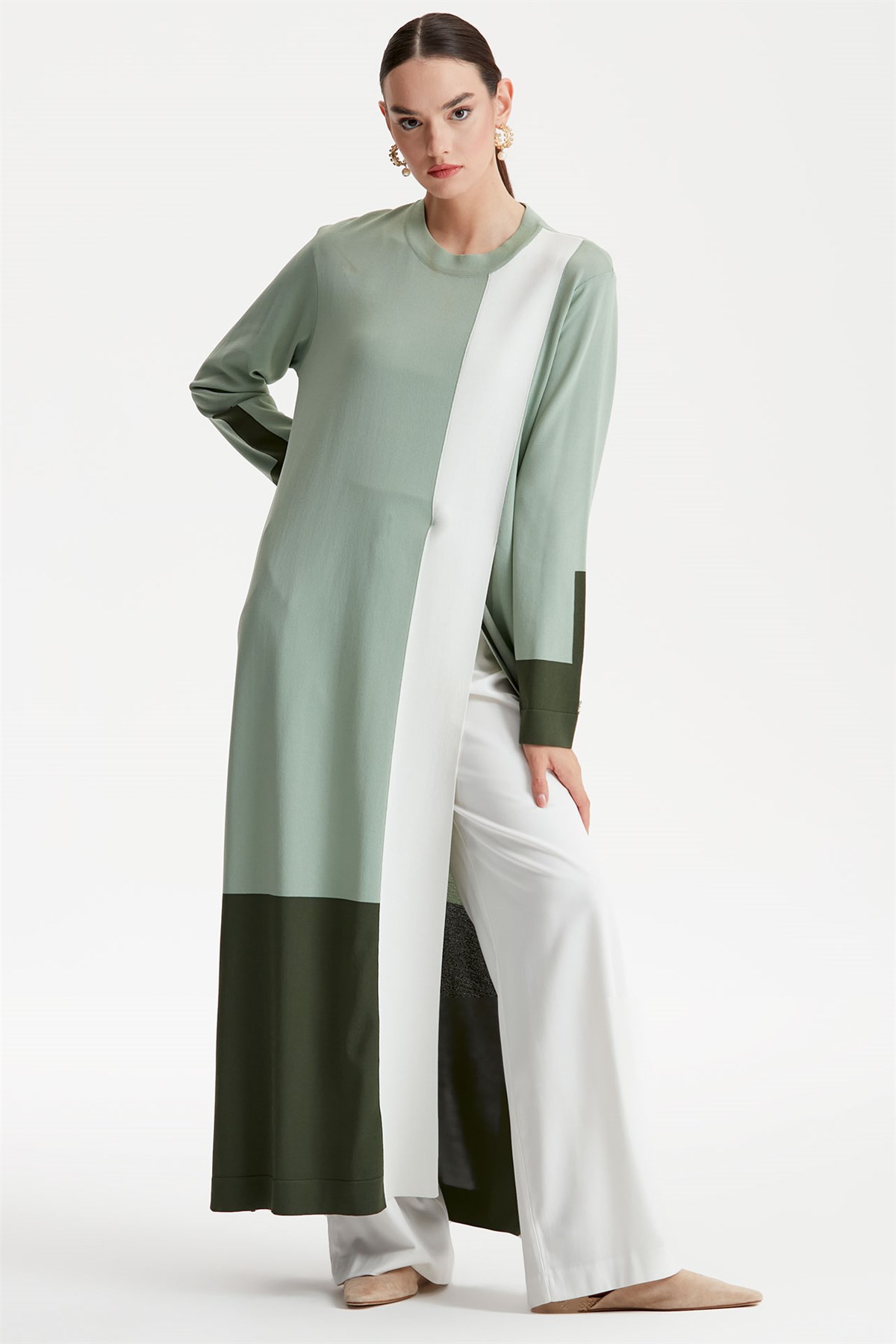 RENKLİ RAYON TRİKO TUNİK  ELBİSE MİNT