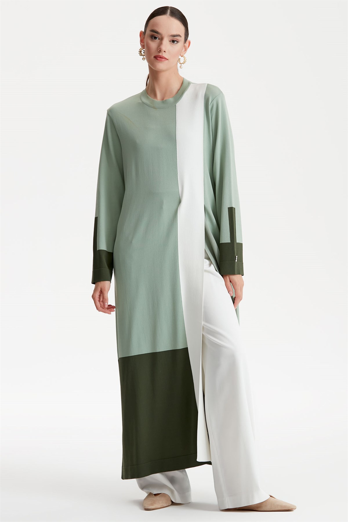 RENKLİ RAYON TRİKO TUNİK  ELBİSE MİNT