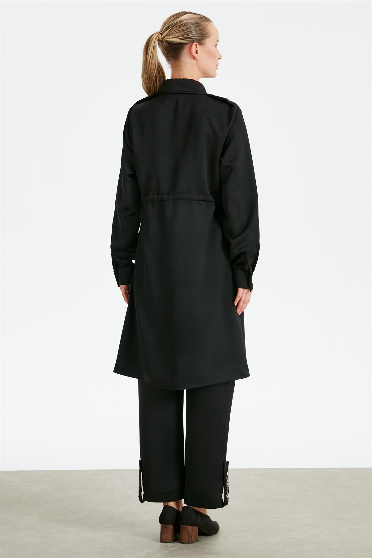 Renkli Taş İşlemeli Dokuma Takım SİYAH